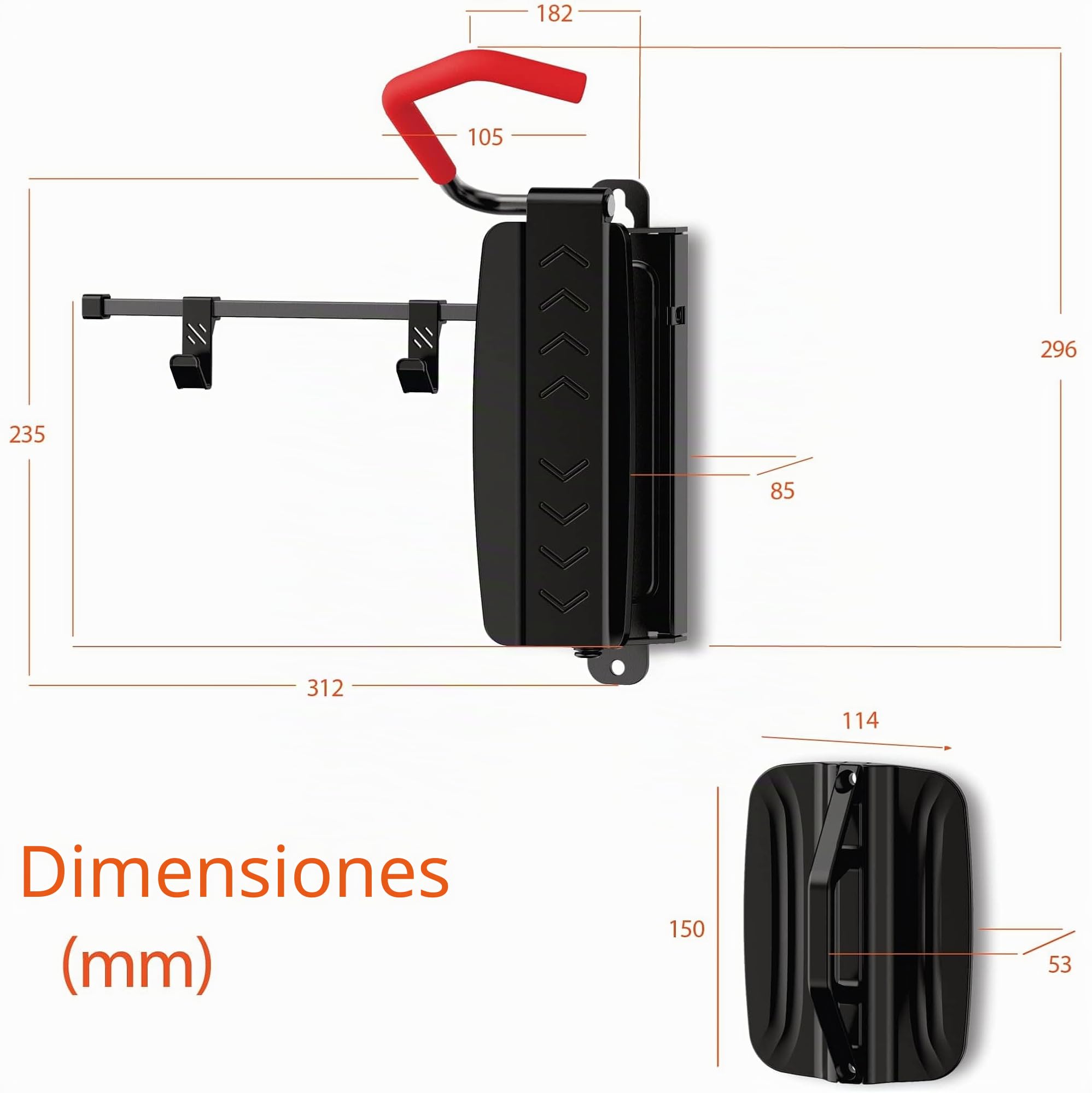 BeWise Soporte Bicicletas Pared Giratorio - Colgador Bicicleta Pared con Capacidad de 35 Kg - Soporte Pared Bicicleta con Tornillos de Montaje en Pared Incluidos - Garantía de por Vida