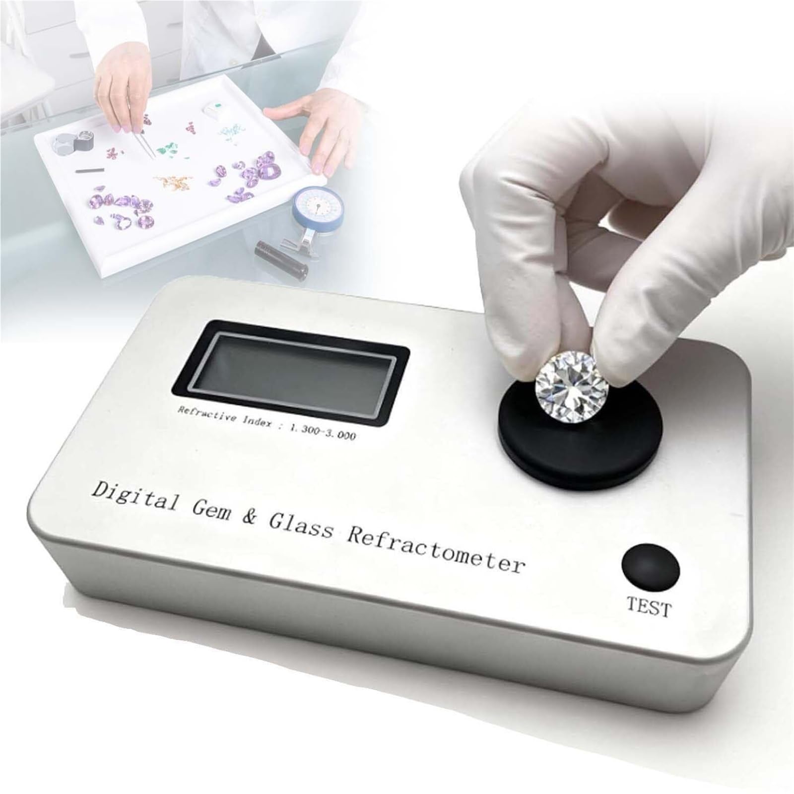 Yxzyfpp Professional Digital Gemstone Refractometer Jewelry Tester, High Accuracy 0.001 For Diamond, Jade, Crystal Identification Tool