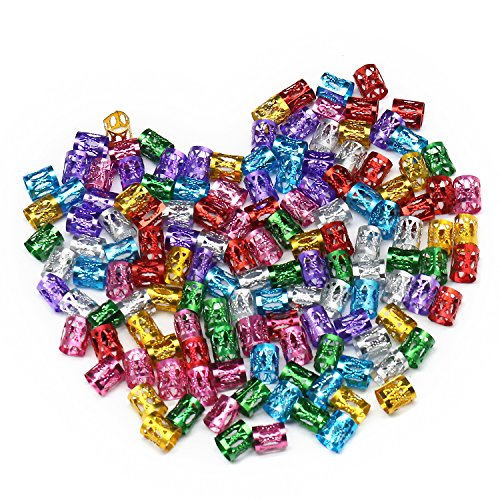 140 Pieces Dreadlocks Metal Hair Cuffs Hair Braiding Beads Filigree Hair Accessory, Assorted Colors