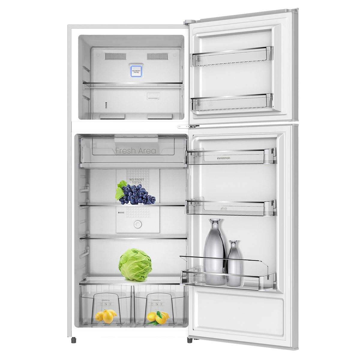 INFINITON Frigorifico Dos Puertas FG-420TD76, E, 173 cm de Altura, 70 cm de Ancho, No Frost Total, Display Touch Control (Inox | FG-420TD76XES)