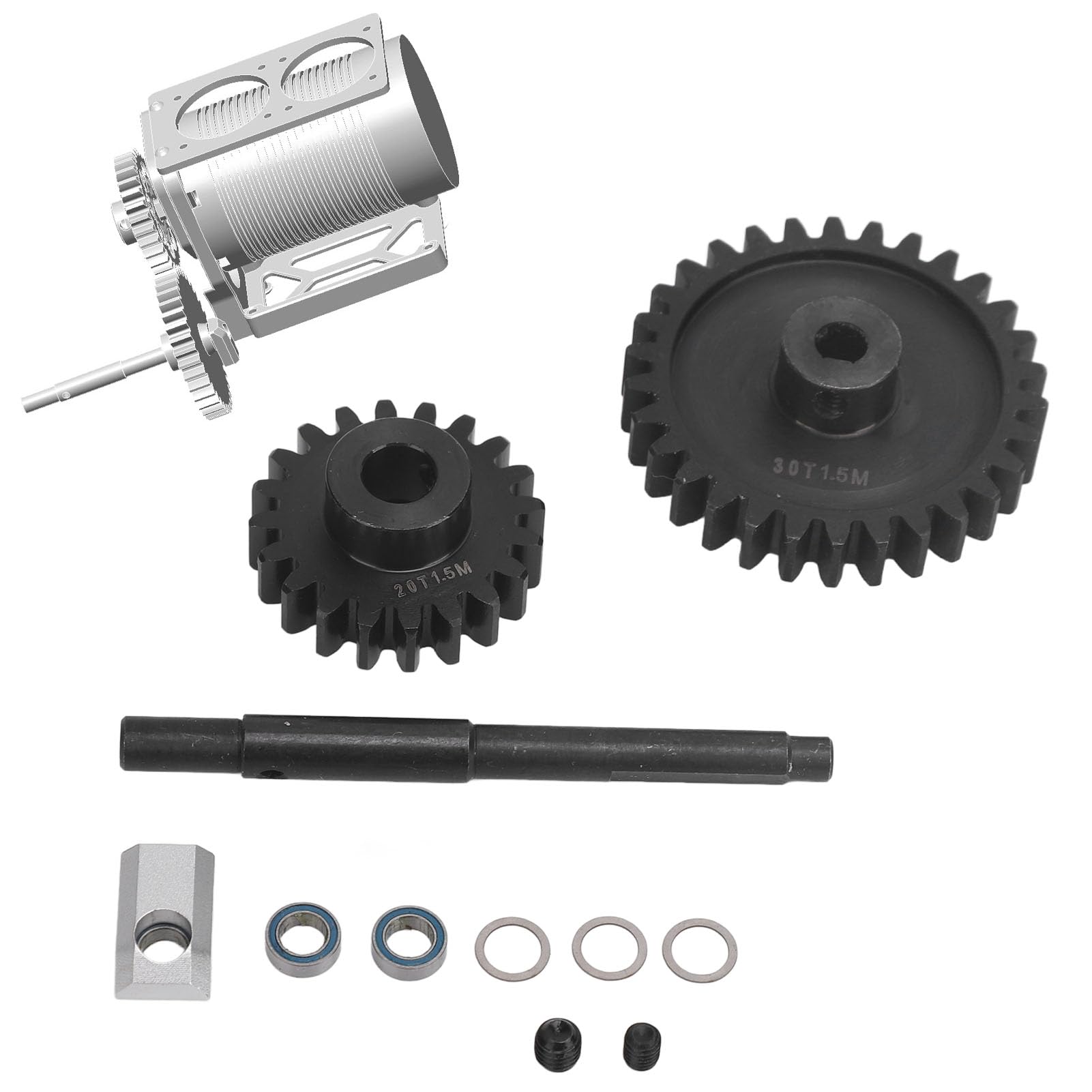 Pinion Spur Gear Set, 20T 30T, 1.5M Modul, Gehärteter Stahl, für