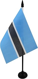 Botswana Table Flag 4'' x 6'' - Botswanan Desk Flag 15 x 10 cm - Black plastic stick and base - AZ FLAG