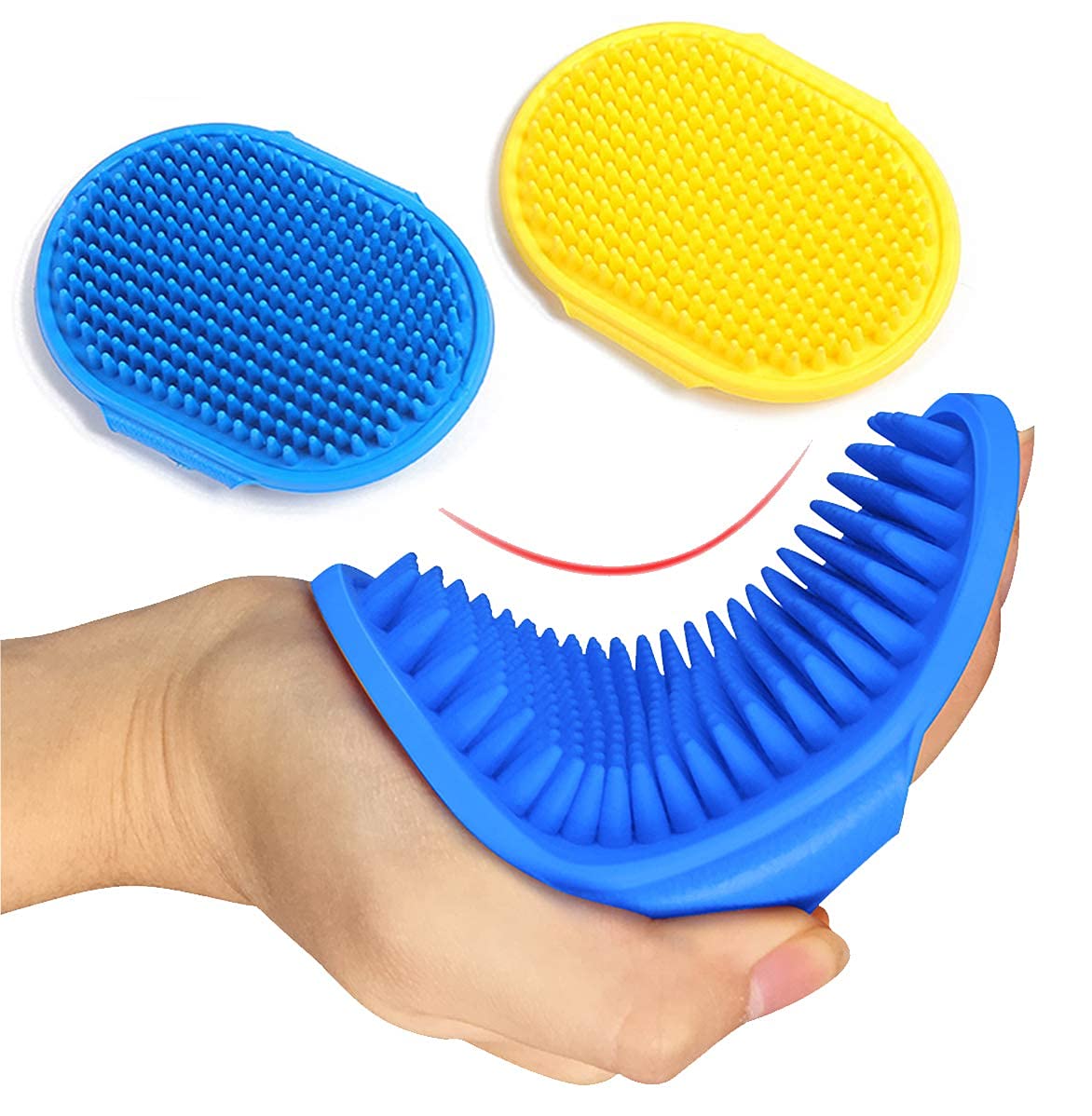 Dhanak Dog Bath Brush Dog Grooming Brush, Pet Shampoo Bath Brush Soothing Massage Rubber Comb with Adjustable Ring Handle for Long Short Haired Dogs and Cats (2Pc) (B0CY2N984P) Amazon Price History, Amazon Price Tracker