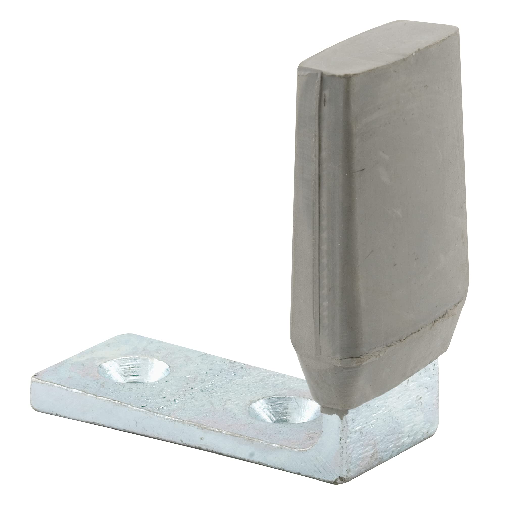 Prime-Line MP4592 Door Stop, 2-11/16 In. Height, Steel, Brushed Aluminum, Gray Rubber (Single Pack)