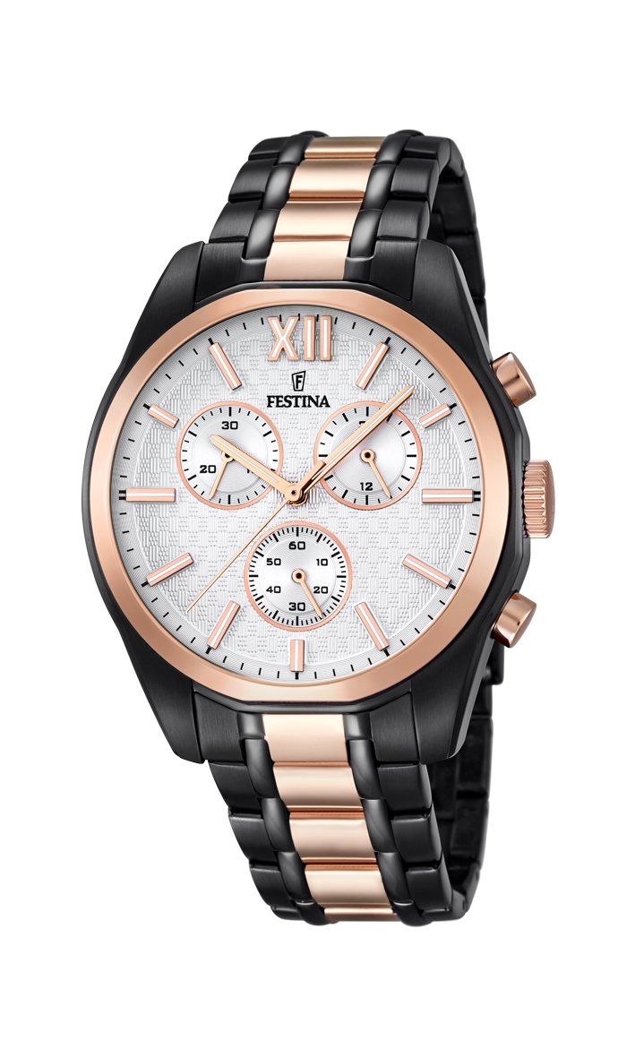 Festina Orologio Uomo Donna Classico Al Quarzo Con Cinturino In Acciaio, Cassa 41mm, Vetro Minerale, Datario - Mod. F6856/4