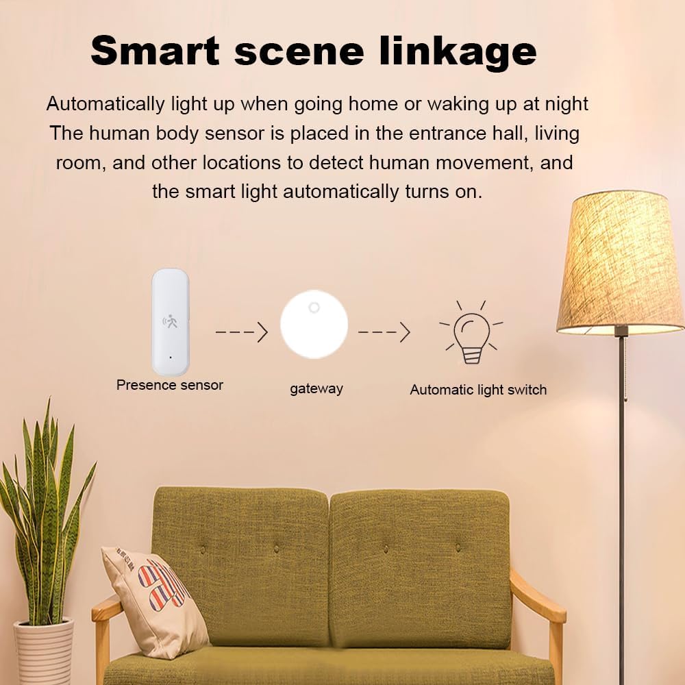 Zigbee Détecteur de présence humaine avec détecteur de mouvement à ondes millimétriques pour détecter les personnes stationnaires avec assistant domestique, SmartThings, Hubitat ou Echo avec