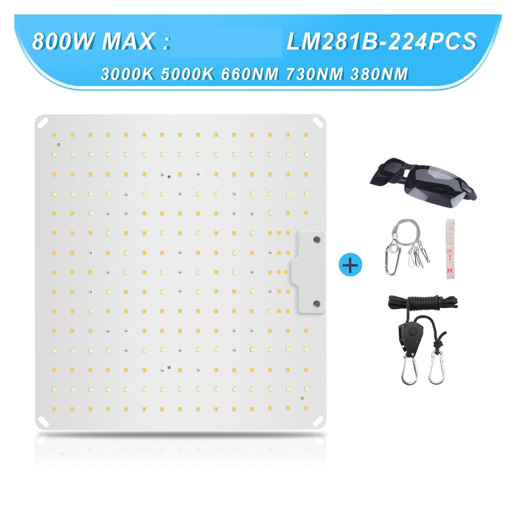 Lampada per Piante, 1000W 800W 600W LED coltiva la luce con il bordo silenzioso di spettro completo del diodo, utilizzato for la pianta idroponica della tenda della serra(800W 5 spectra)