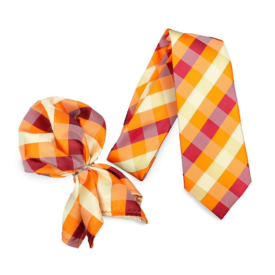 peluche Elegant Orange Neck Tie & Pocket Square Set for Men-picture-13