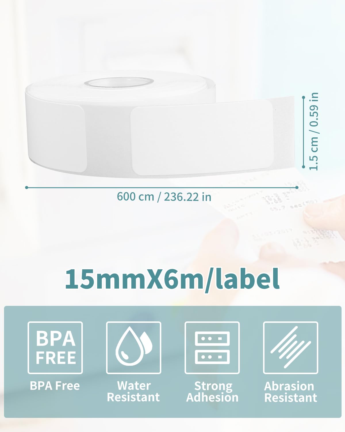 4 Rotoli Etichette Termiche Adesive 15x60mm - Carta Impermeabile Anti-olio Per Organizzazione Casa E Ufficio - Foto 7