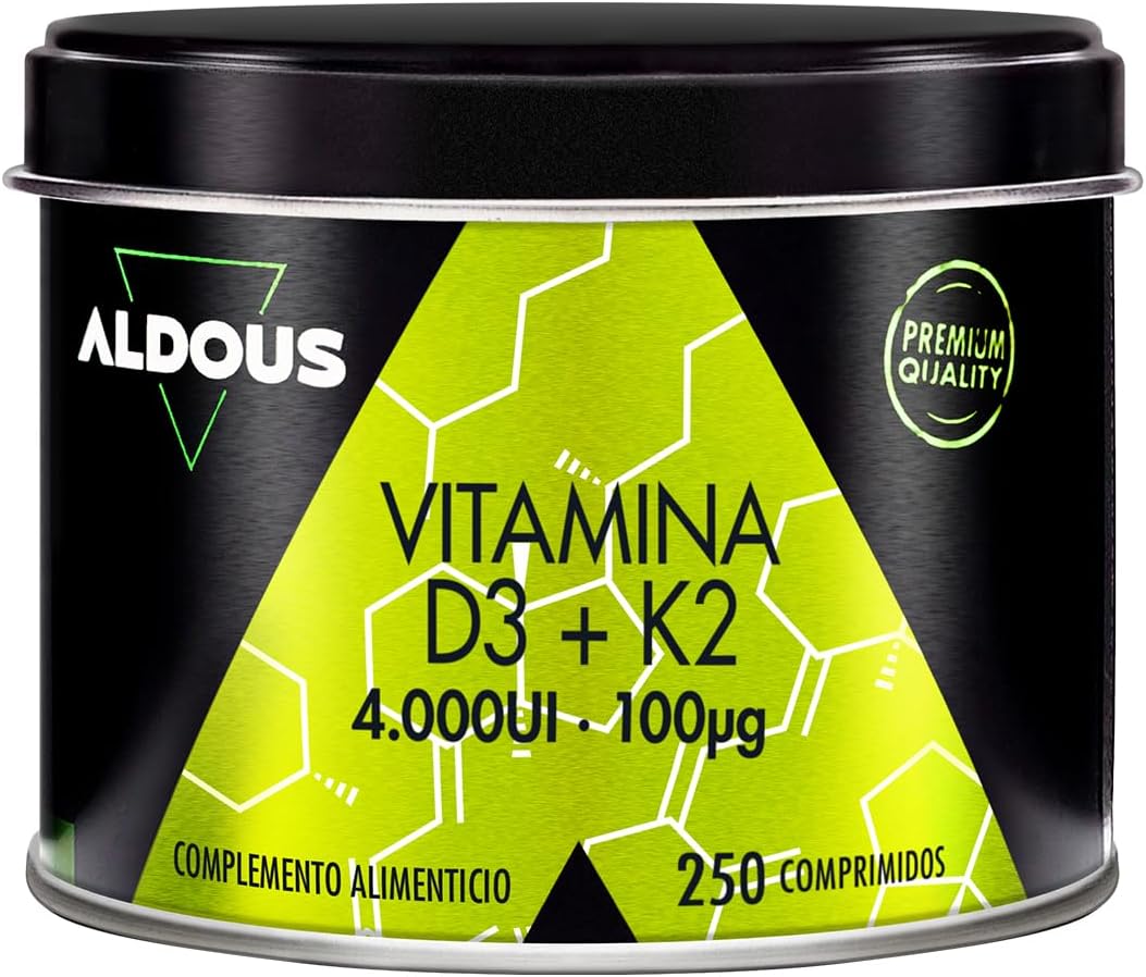 Vitamine D3 en K2 tabletten – 4000 IE + Vitamine K Menachinon All-Trans MK7 – Vitamines voor het immuunsysteem en de afweer – 250 tabletten voor 1 jaar voorraad – Natuurlijke Ingrediënten