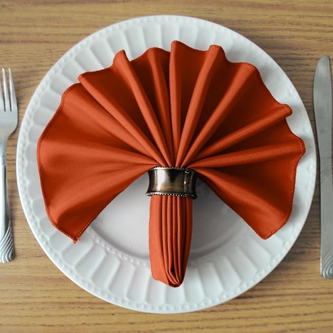 Servilletas de Tela de Poliéster 43x43 cm, Set de 6, Naranja Quemado miniatura 2
