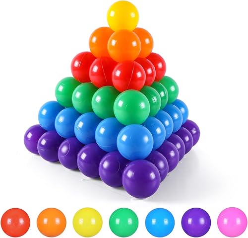 Miniatura 8 de STARBOLO Pelotas de juguete para niños, 100 unidades, de plástico, a prueba de aplastamiento, 7 colores, para fiestas de cumpleaños, juegos y piscina