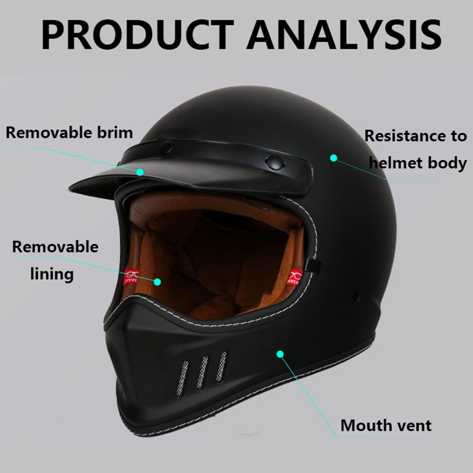 Bluetooth Casco Moto Integrale Retrò Caschi Integrali per Moto da Strada Casco Vintage Cafe Racer ATV UTV Approvato DOT/ECE per Uomini Adulti Donne