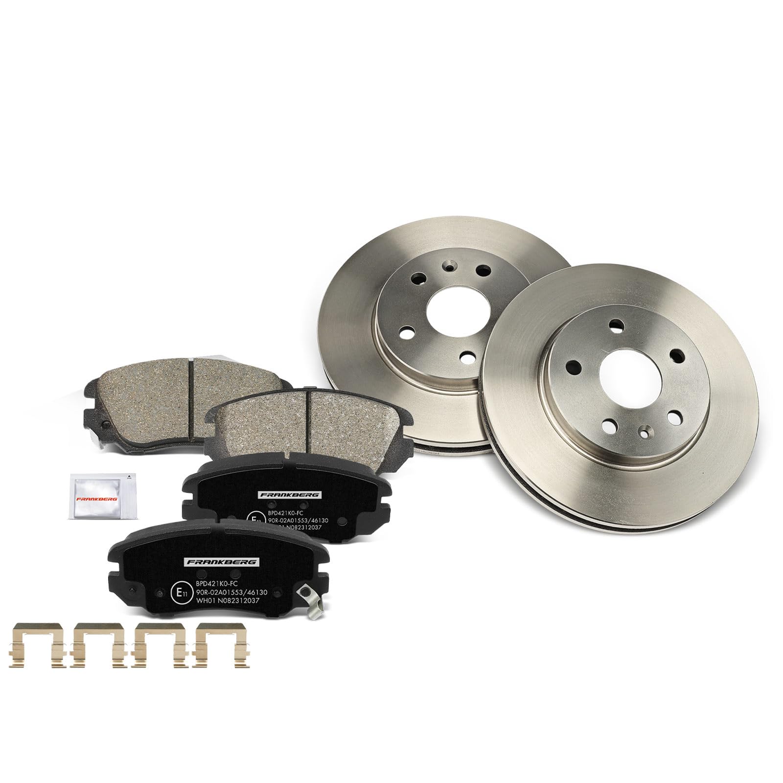 Frankberg 2 discos de freno 4 pastillas de freno | Compatible con: Insignia A G09, Malibu V300, Insignia A Saloon G09, 9-5 YS3G, Insignia A Sports Tourer G09