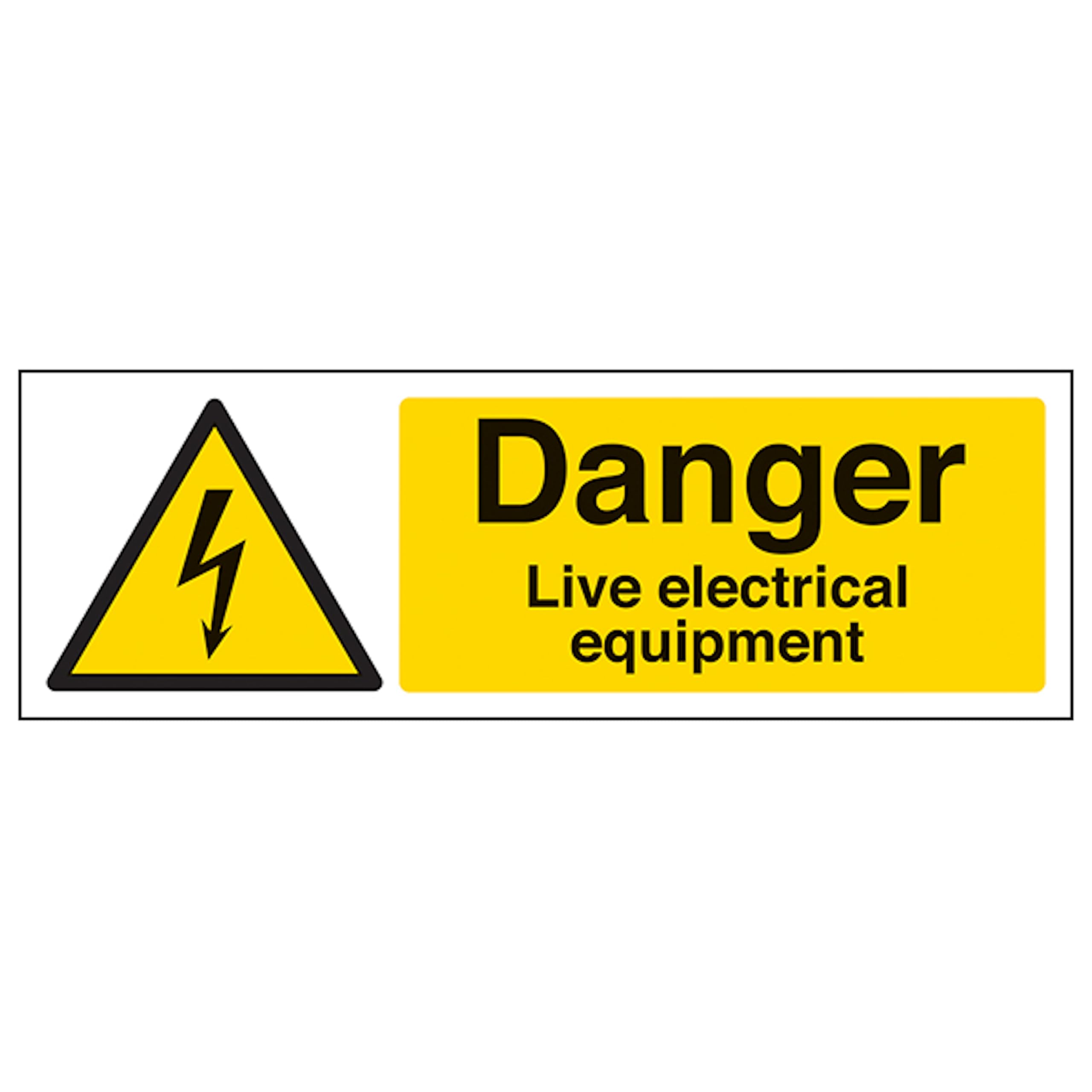V Safety Danger Live Electrical Equipment - Landscape 300 x 100 mm - 2mm Rigid Plastic Safety Sign