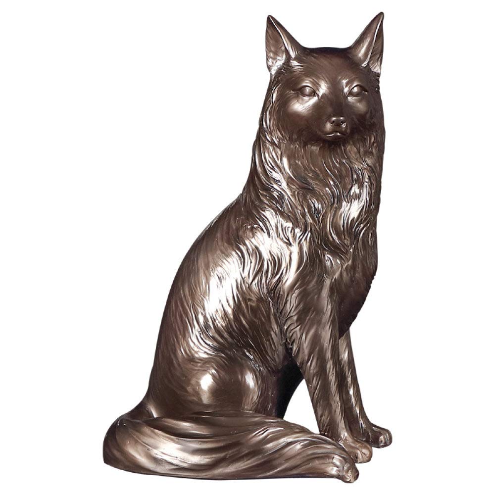 Statue de renard en résine artisanale dorée pour déco chic