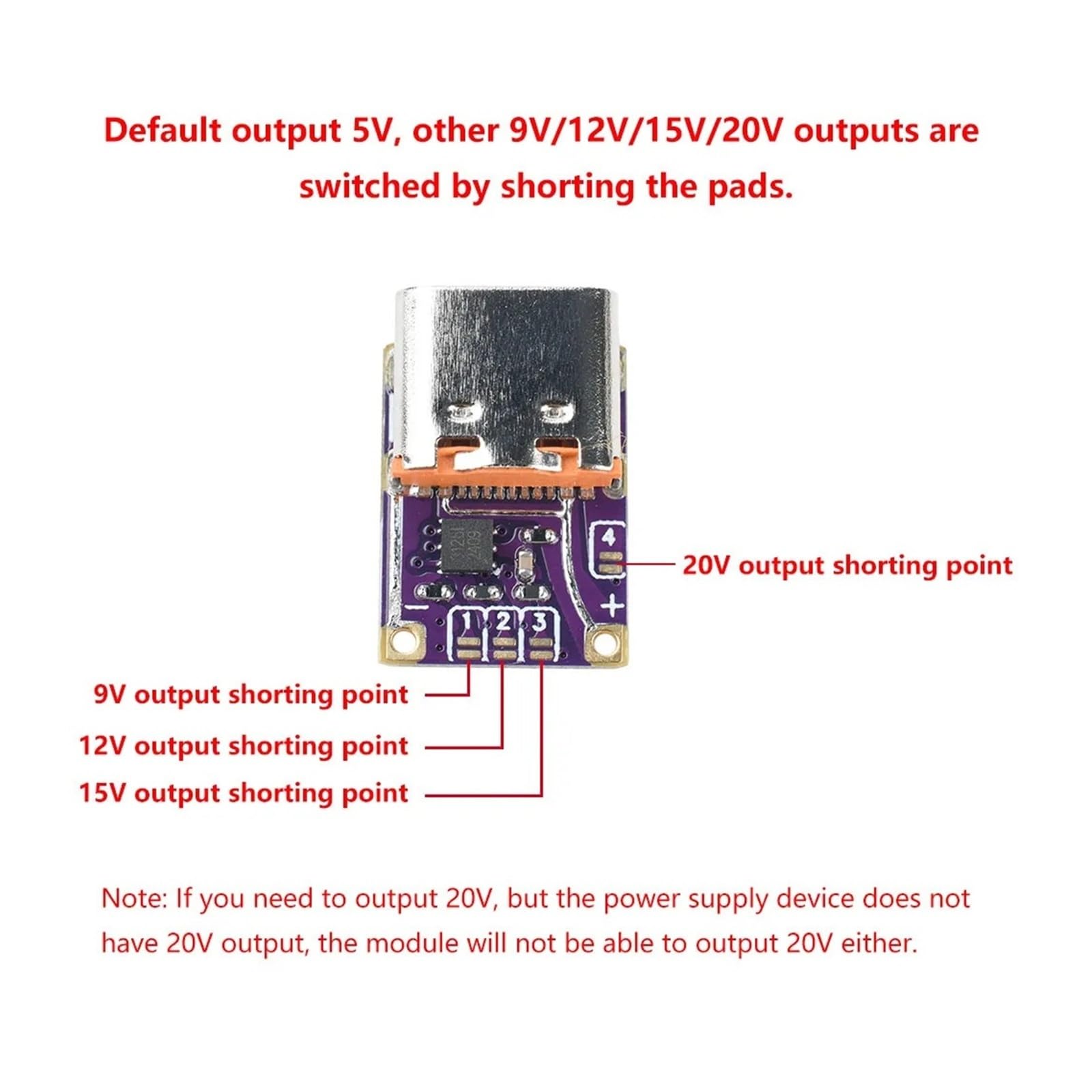 PD/QC Decoy Module USB-C 5-20V 5A Fixed Output Board for DIY Power Supply Tester (10 szt.)