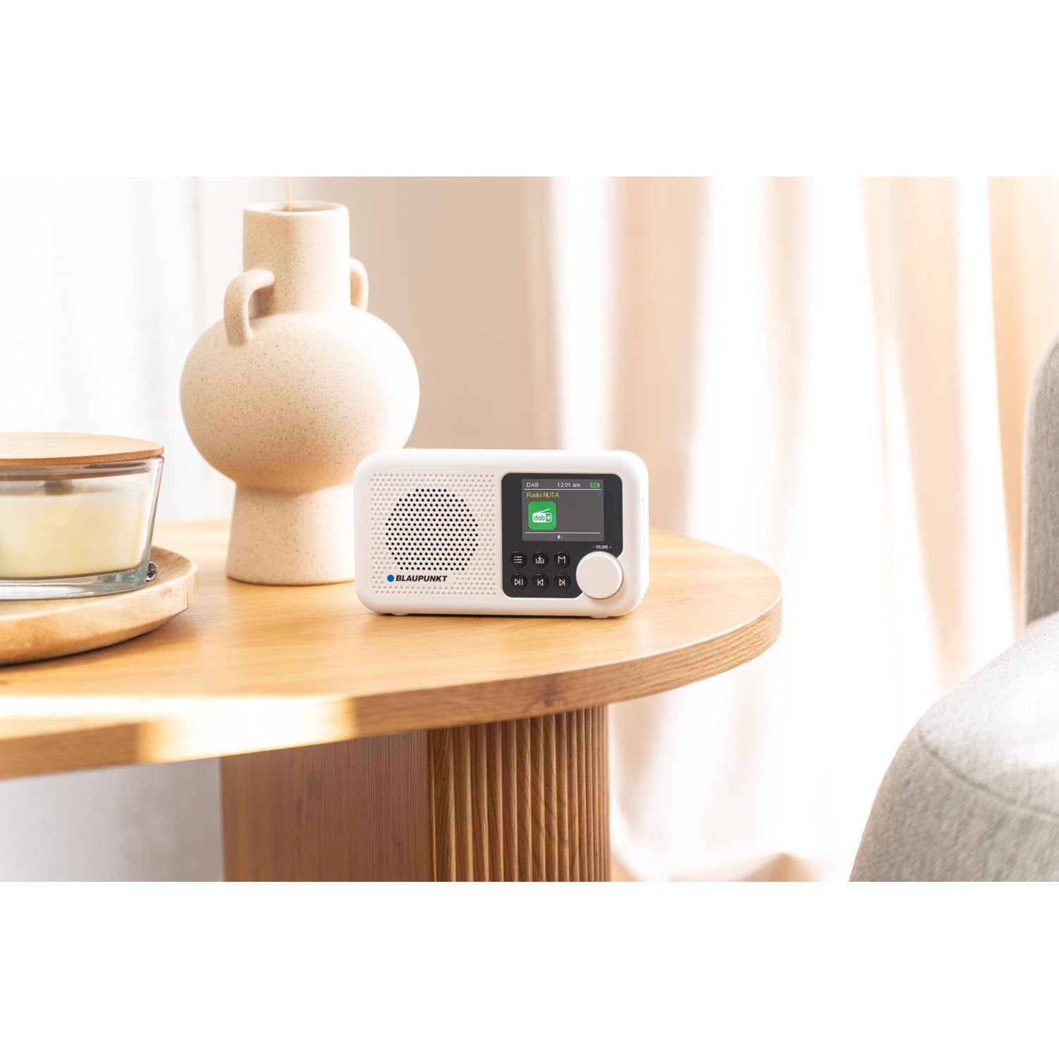 Radio portátil Blaupunkt DR8 Dab+ FM con Bluetooth | Pantalla TFT a Color | Doble Alarma | batería