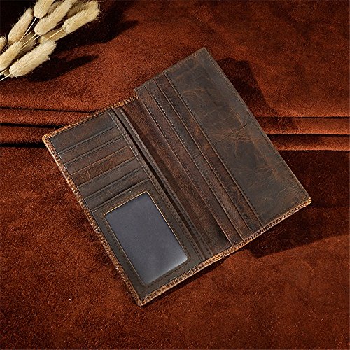 Embossed Men's Wallet Long Multi-Card Wallet Personalized Handmade Wallet Clutch Bag (Color : C, Size : 18 * 9 * 1cm)4