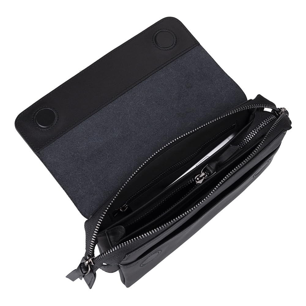 SOLIVA Pochette da polso in vera pelle – Piccola borsetta con tasche con cerniera e chiusura magnetica – Elegante e funzionale borsa per donna e uomo – 12,5 x 21,5 cm