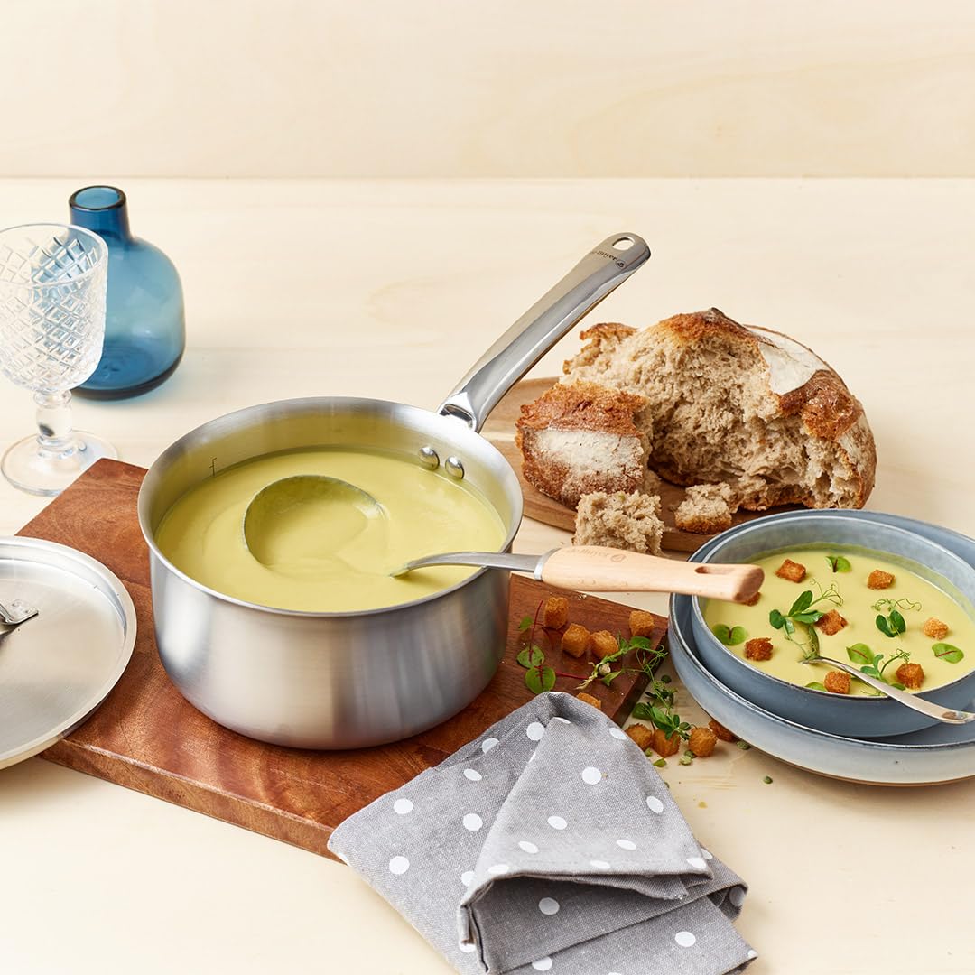 De Buyer - Casserole en inox 3 couches ALCHIMY - 20 cm - Fabriquée en France, Maîtrise de la Cuisson, Inox 18/10, Tous Feux + Four, Finition Poli Brossé, Gris