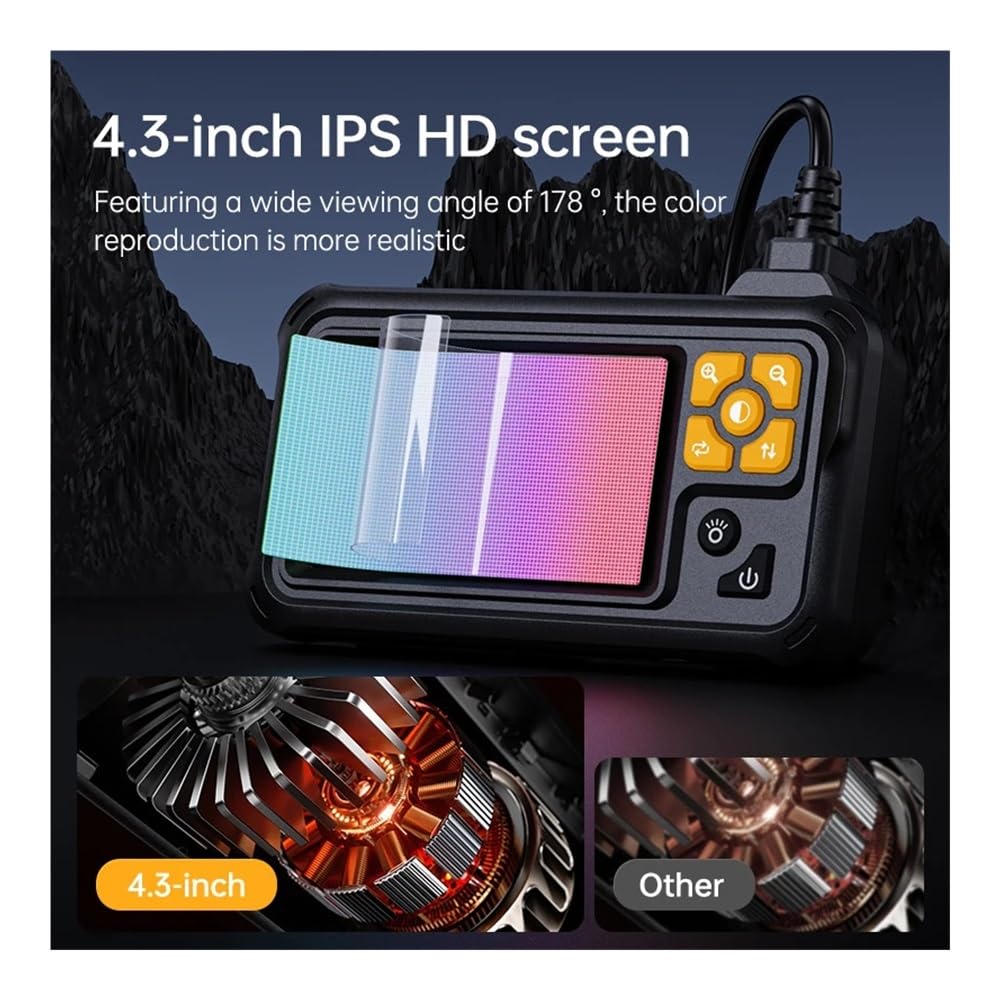 4,3'' IPS Industrie Endoskop Kamera Dual Objektiv 1080P IP67 wasserdichte Endoskop for Rohr Auto Inspektion(10m,Single Lens)