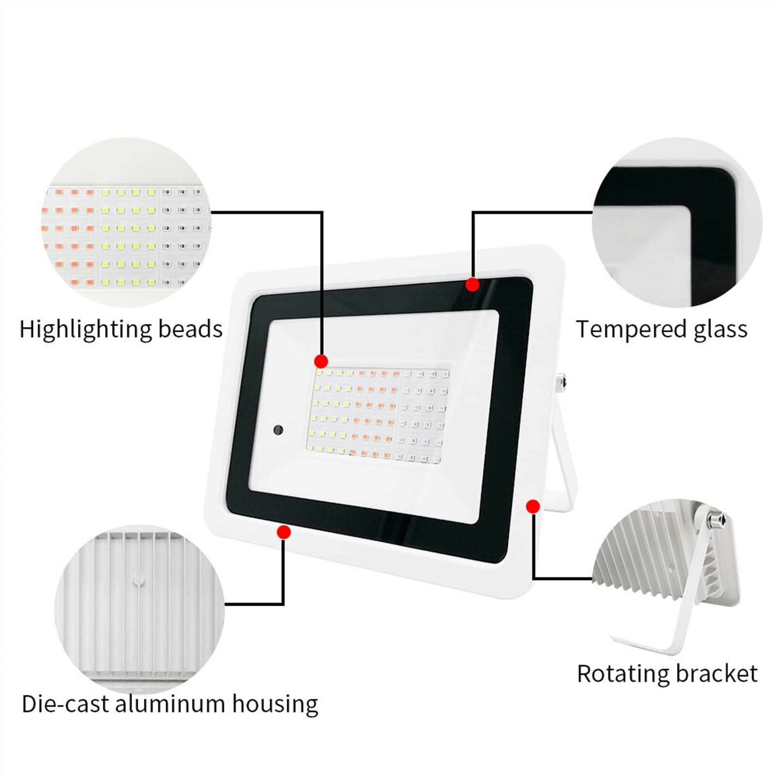 2PCS RGB LED Flood Light 2 0W 30W 50W 100wip68 Wodoodporne oświetlenie zewnętrzne projektor reflektor lampa ścienna Sceny DIY(NO Battery,30W)