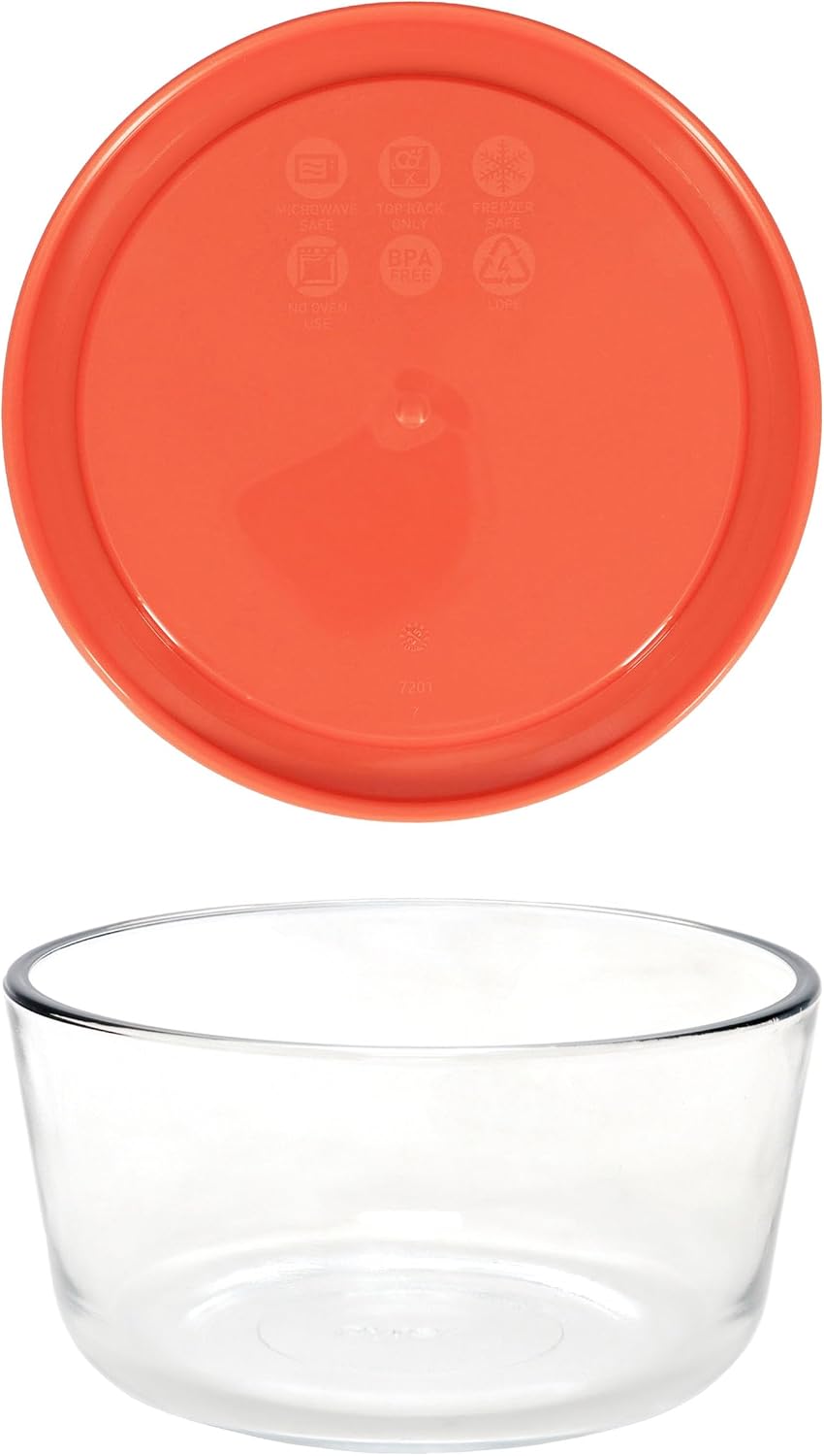 Pyrex 7201 Glass Bowl & 7201-PC Pumpkin Orange Lids (4-Pack) - Made in USA image 3