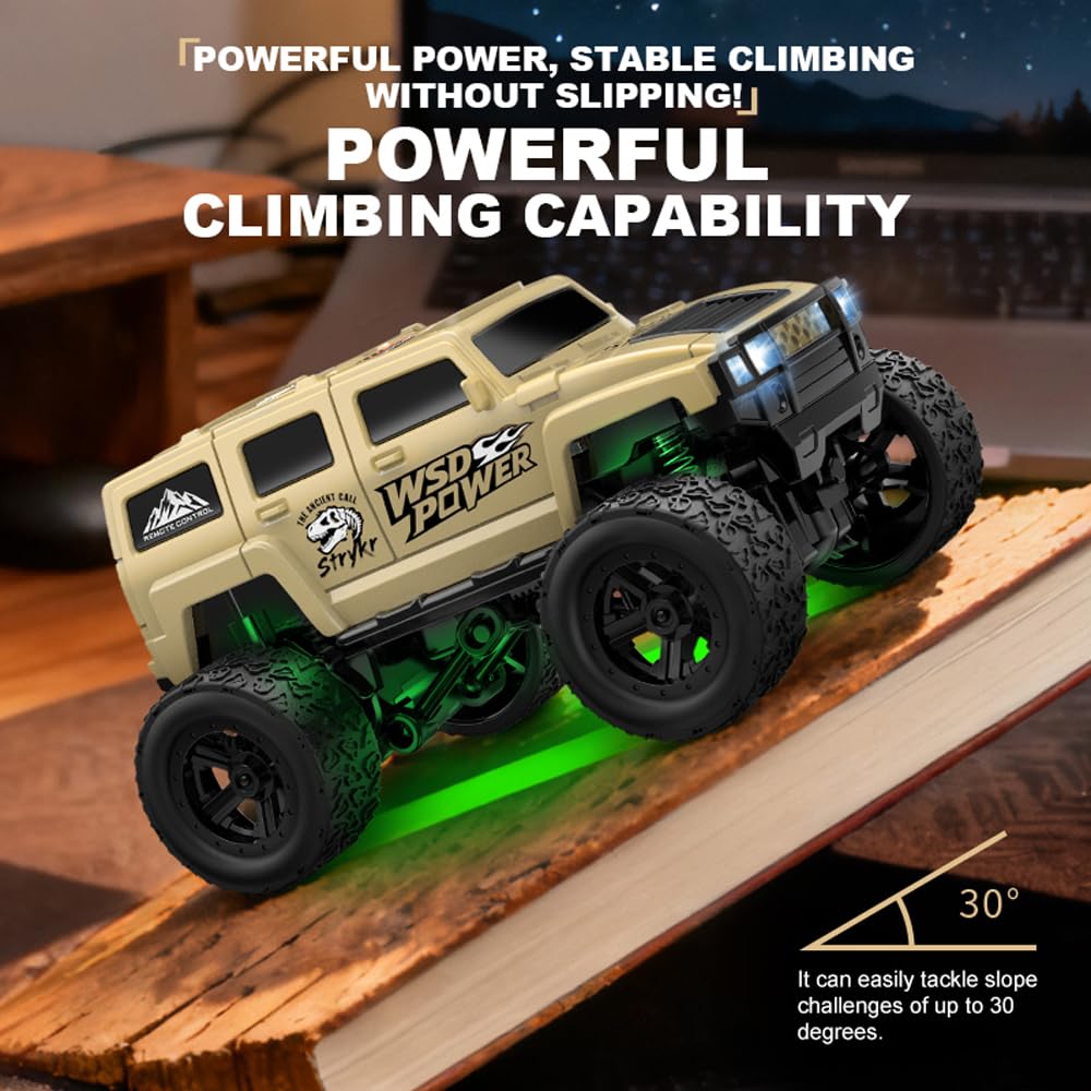 Pickup RC Crawler 1:64 con rimorchio, telecomando da 2,4 GHz e luce LED