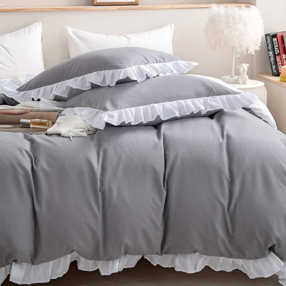 Loussiesd Ruffle Duvet Cover Set, Soft and Breathable Washed Microfiber 2pcs Bedding Set - Image 3