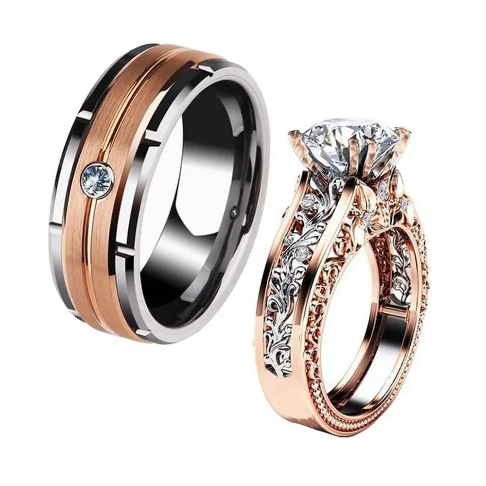 Vientiq Dazzling Rose-Gold Crystal Stud Combo Ring Set For Women/Girls, Adjustable (B0C718K63G) Amazon Price History, Amazon Price Tracker