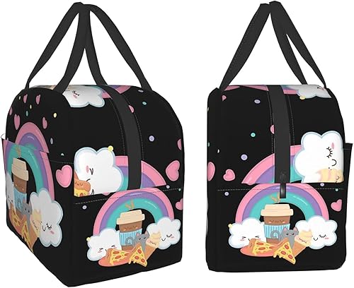 Miniatura 3 de Lonchera térmica reutilizable, bolsa de almuerzo con bolsillo frontal para niñas, niños, mujeres, hombres, picnic, oficina, trabajo, lindo estampado