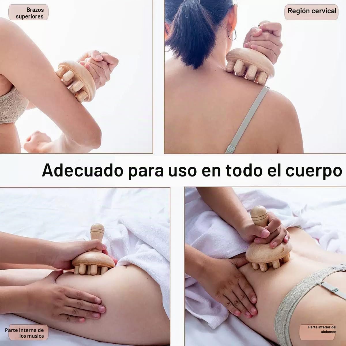 Masaje terapéutico con madera. Juego de 7 herramientas. Masajeador de madera Gua Sha para moldear el cuerpo. Herramientas para aliviar el dolor muscular. Masajeador linfático corporal. Anticelulítico.