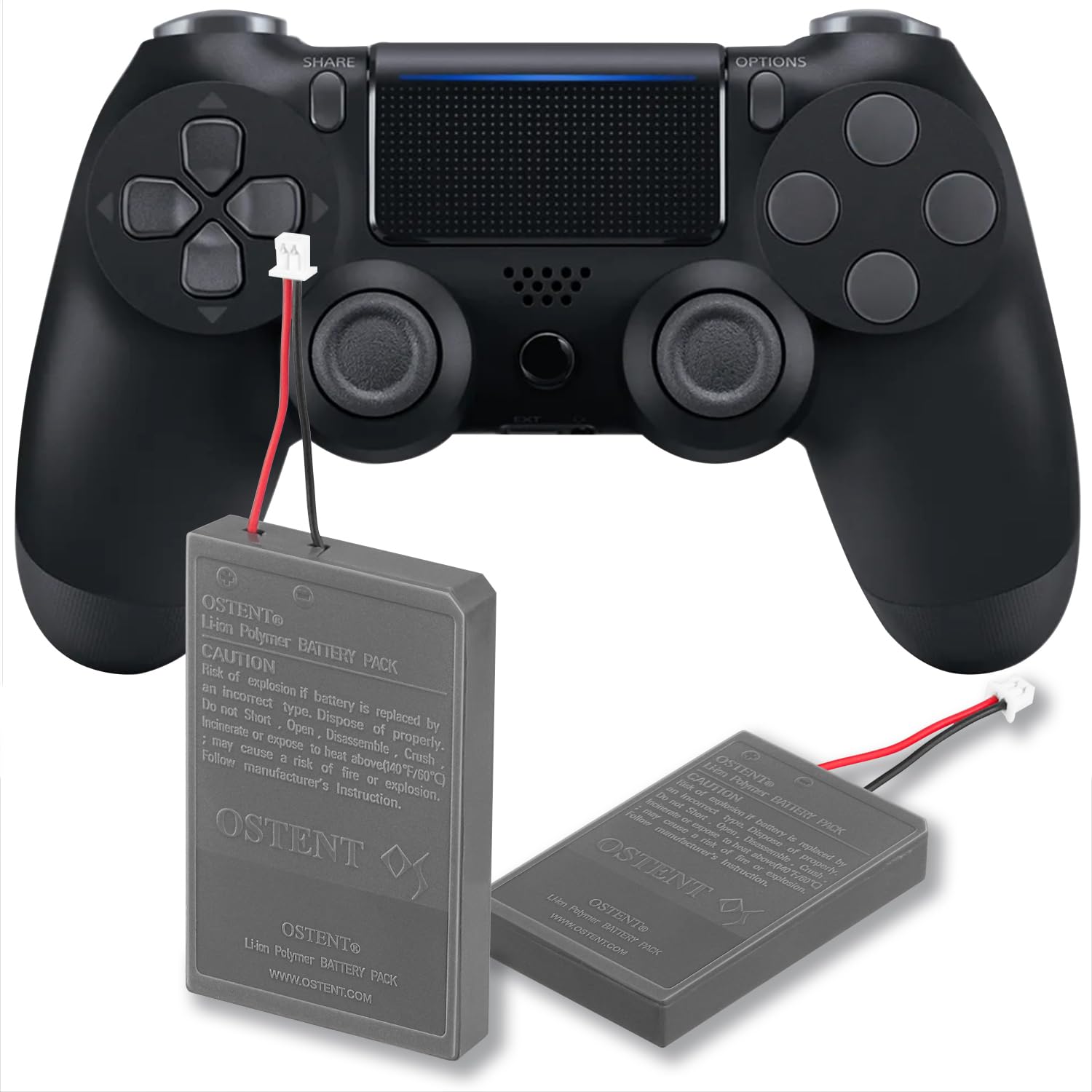 OSTENT 1000mAh 3.65V 3.7Wh Recargable Li-Ion Batería de Repuesto para Sony PS4 Pro/Slim CUH-ZCT2 Serie Bluetooth Wireless Dual Shock Controller Segunda Generación Nueva Versión Pequeño Conector