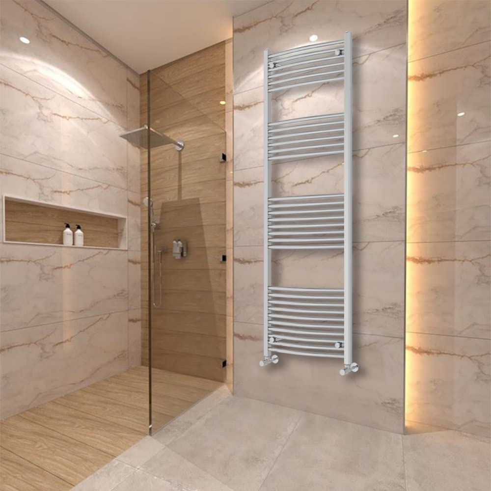 Warmehaus Curved Heated Towel Rail Radiator Ladder Chrome 1800x600mm