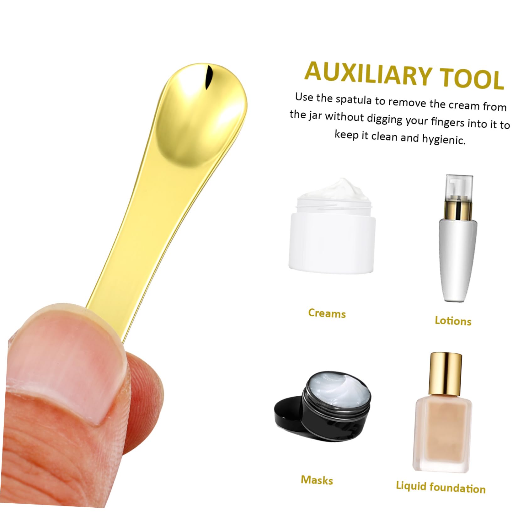 IWOWHERO Metal Makeup Spatula 8 Pack Facial Mask Mixing Spoons for Skincare Creams Makeup