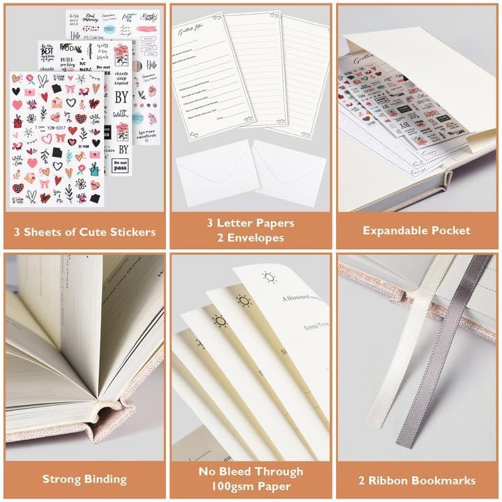 Miniatura 2 de Diario de gratitud para mujeres y hombres, diario de bienestar al día con diferentes indicaciones, cuaderno diario sin fecha, diario de