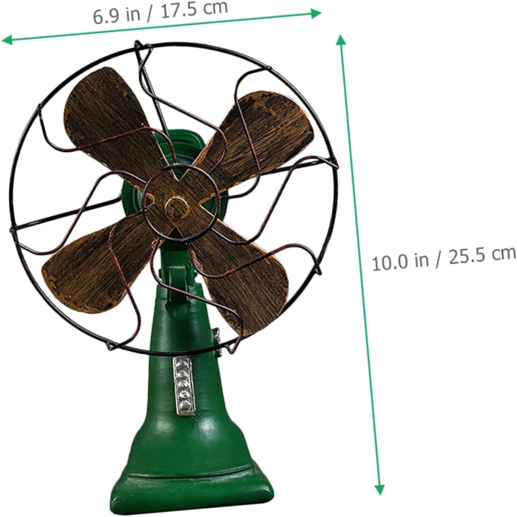 Zerodeko Classic Resin Table Fan Ornament Iron Base Delicate Home Office Decoration for Retro Look