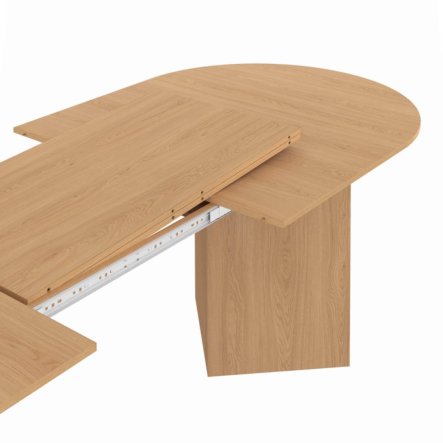 IDMarket – Mesa de comedor extensible, ovalada, 6-12 personas, madera de haya, 200-300 cm