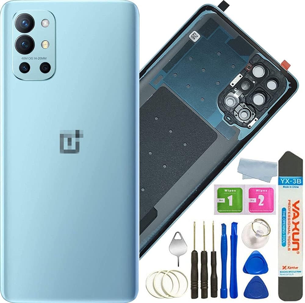 for OnePlus 9R Back Cover Glass Replacement with Camera Glass Lens and Tape Parts for OnePlus 9R 5G Dual LE2100 China Version Tools Carbon Black
