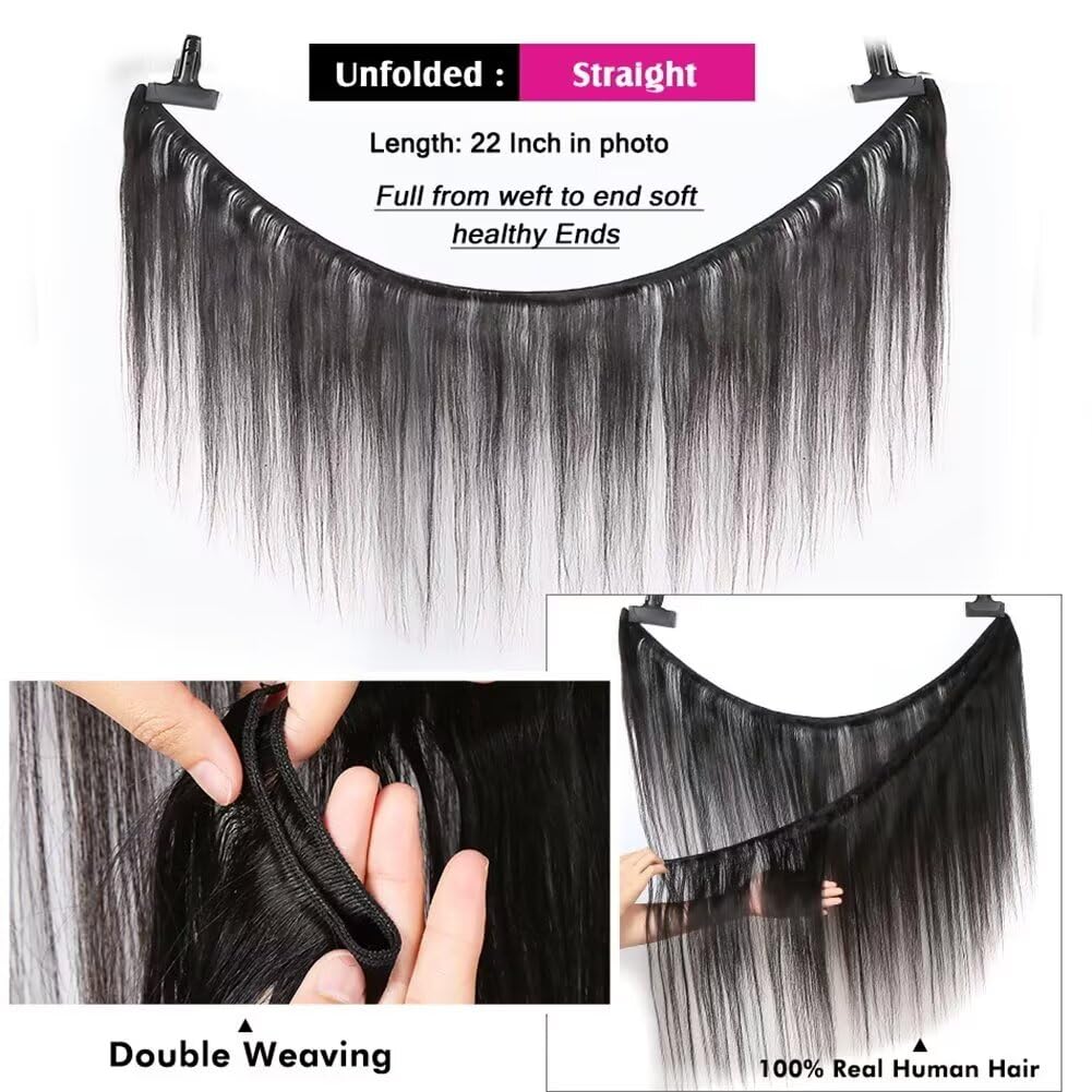 MSGEM 15A Straight Bundles Human Hair Brazilian Weave Bundles 100% Unprocessed Virgin Hair 24 Inch 1 PC Raw Remy Human Hair Deals Natural Black - Image 4