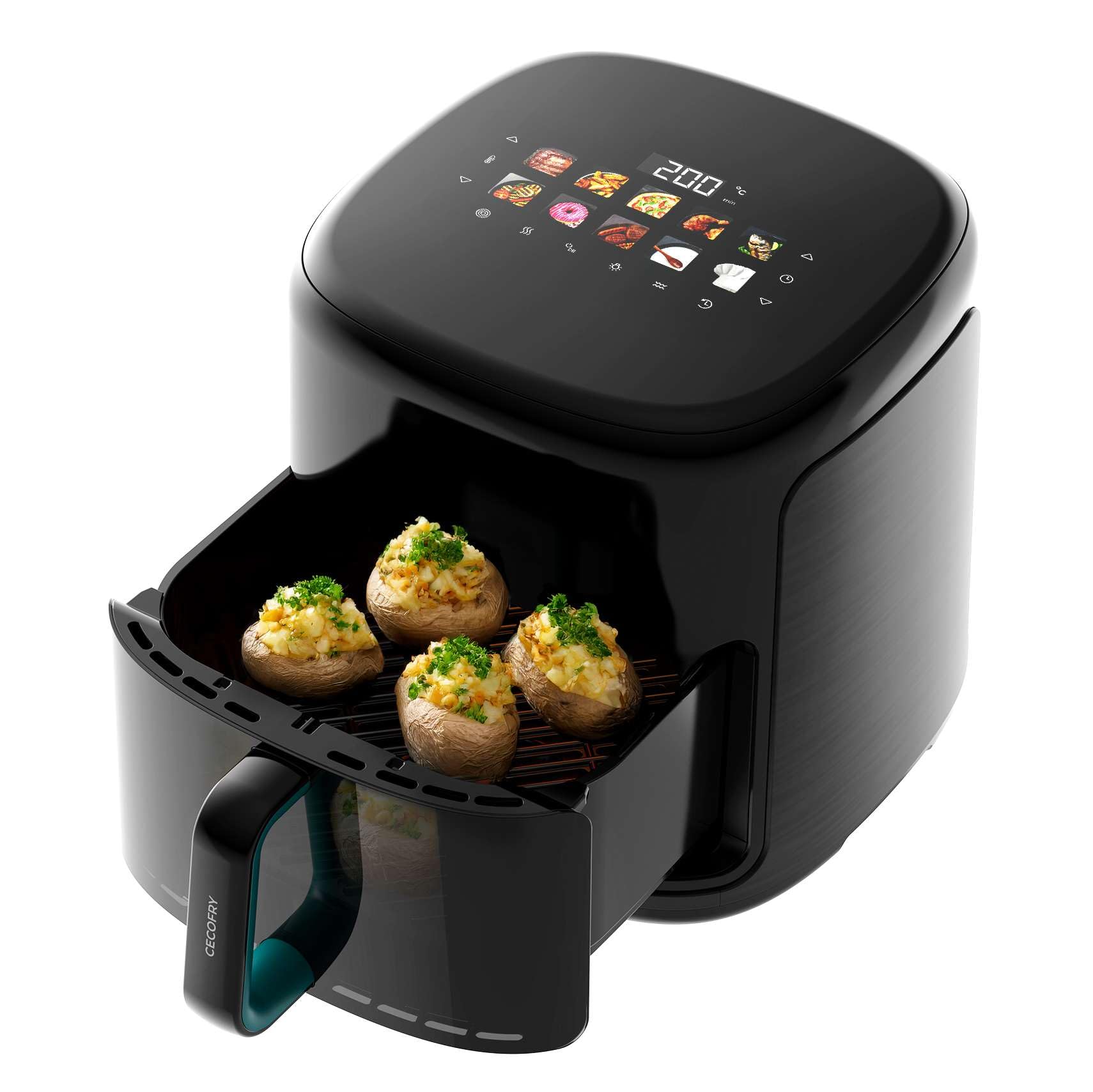 Cecotec Air Fryer Cecofry&Grill Smokin'Prime 8500. Bezolejowa frytkownica powietrzna, grill, plancha, funkcja wędzarni, podwójna odporność, równomierne gotowanie, przygotowanie mięsa i pizzy