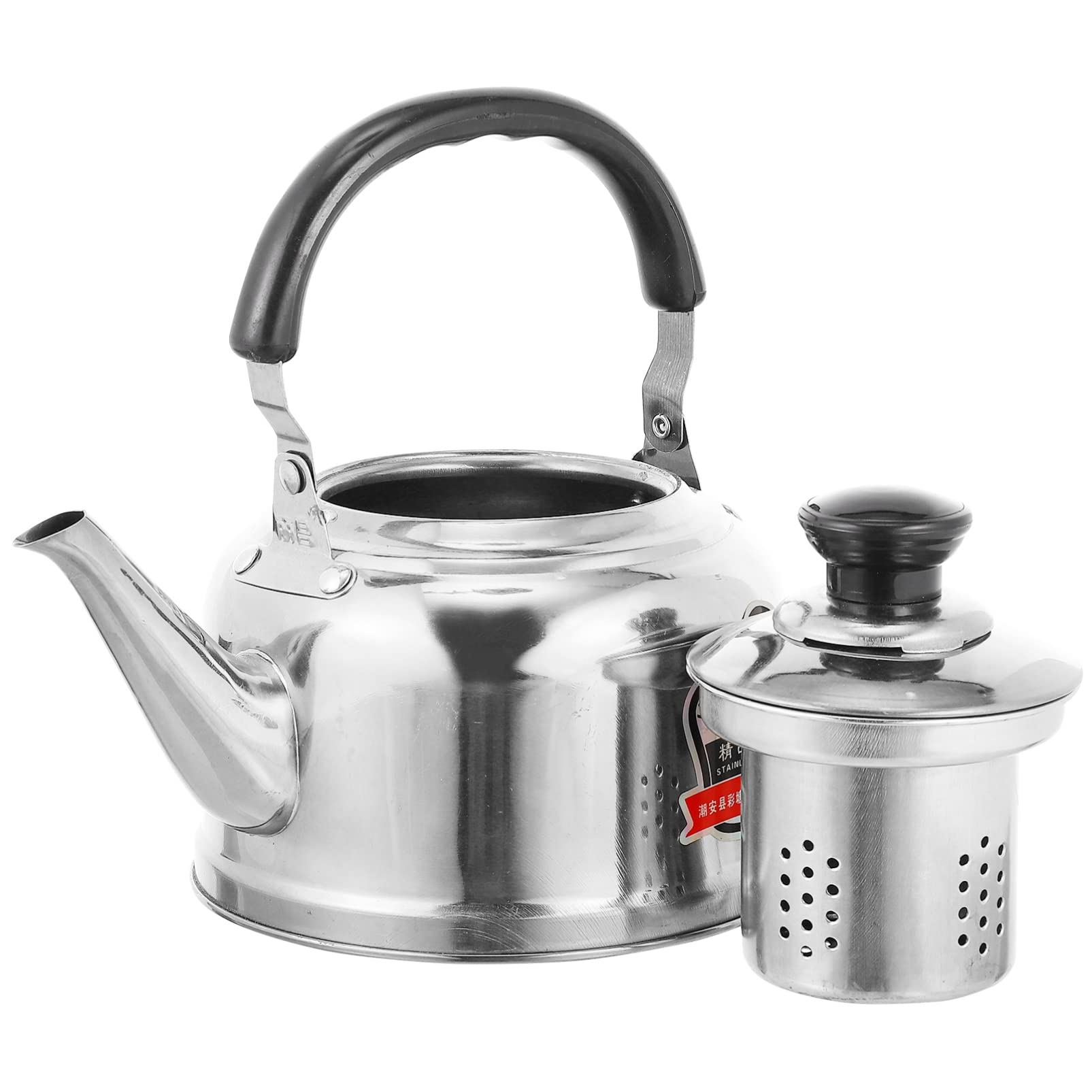 Veemoon Portable Stove Whistling Tea Kettle Stainless Steel Stovetop Teapot with Filter and Handle Water Boiling Kettle Large Capacity Heating Water Container for Tea Coffee 2L Espresso Machine