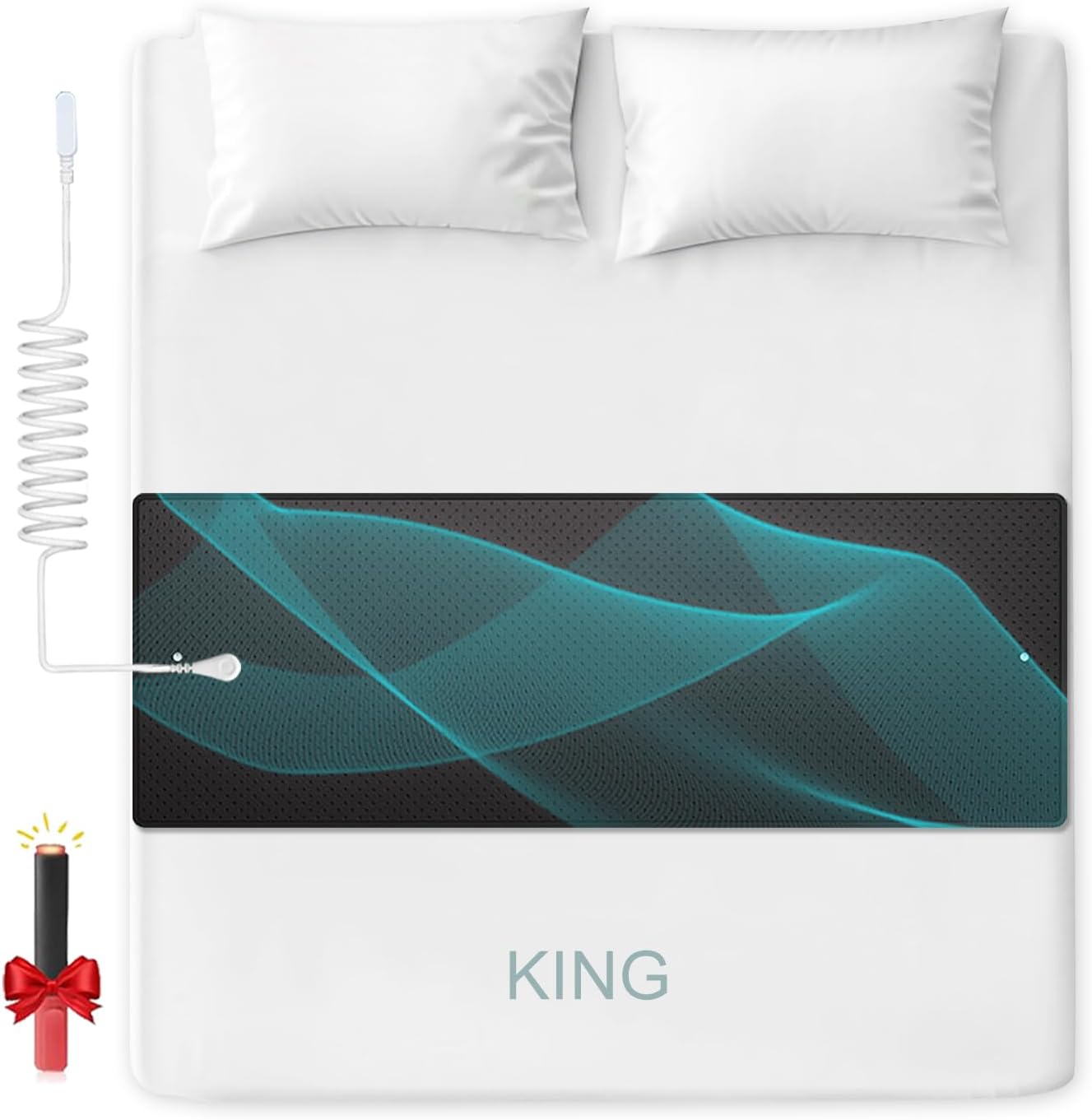 Grounding Mat for Bed, Tear-Resistant PU Leather Grounding Blanket Anti-Slip Grounding Sheets with Cord, Balance Improve Sleep, Relieve Stress & Muscle Pain, Grounded Therapy (27"x78", King)