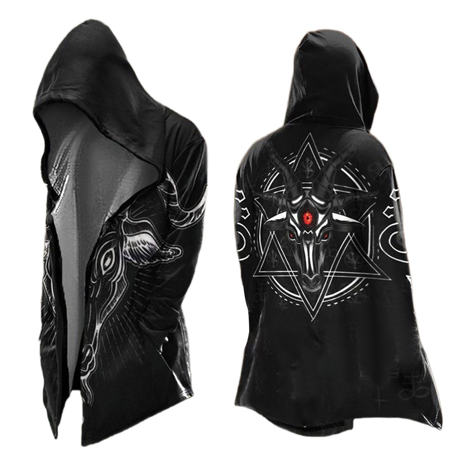 Celanisai Medieval Clothing Men's Halloween Costume Viking Hoodie Odin Myth Jacket Assassin's Creed Cosplay Coat Scandinavia Cape for Cosplay Carnival Biker Jacket, P Black, L — image 1