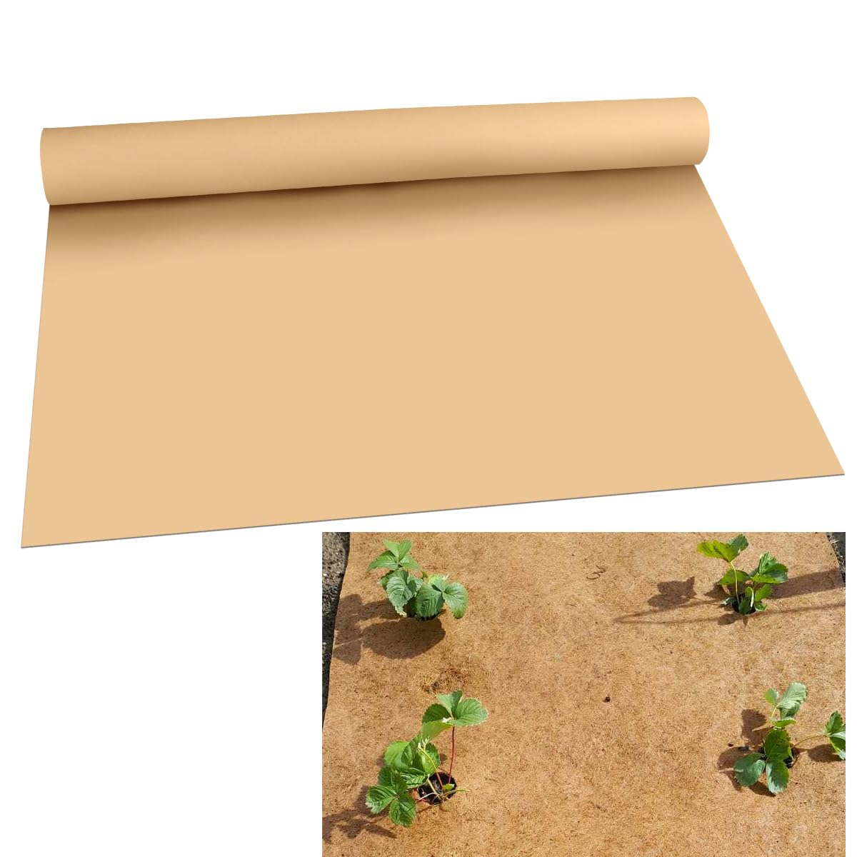 Jtuxcke Biodegradable Weed Barrier, 2 x 50 Ft Paper Weed Barriers Weed Control Paper Used as Vegetable Growth Heavy Duty Garden Paper Mulch Film Weed Block Paper for Garden Lawn