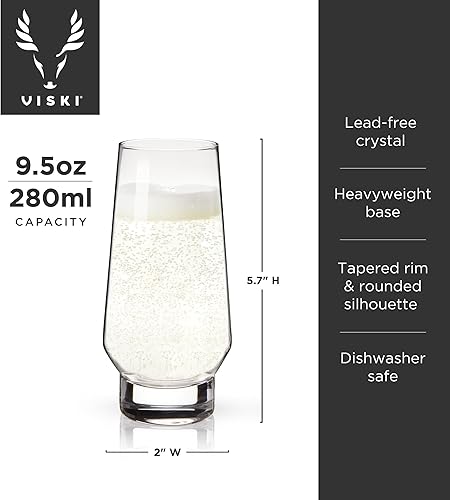 Miniatura 3 de Viski Copas de champán con base pesada sin tallo - Copas modernas de cristal para vino, martini, mimosa y cóctel con base redonda, cristalería con