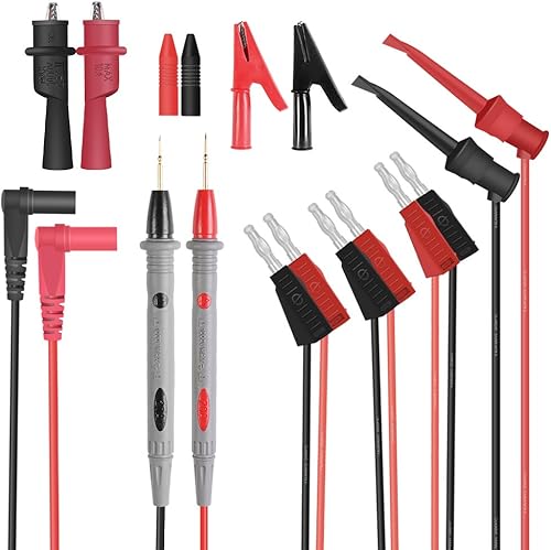 Yubone Cables de prueba de multímetro,Kit de cables de prueba de plátano apilable con clips de cocodrilo de 30 A,Sonda de mini ganchos de