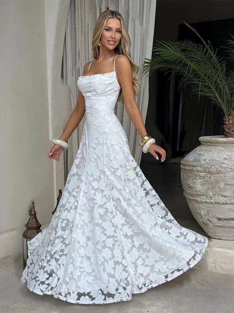 Spaghetti Strap Laces Prom Dress Floral Cowl Neck Bridesmaid Dresses Elegant Backless Long Evening Party Gown - Image 6