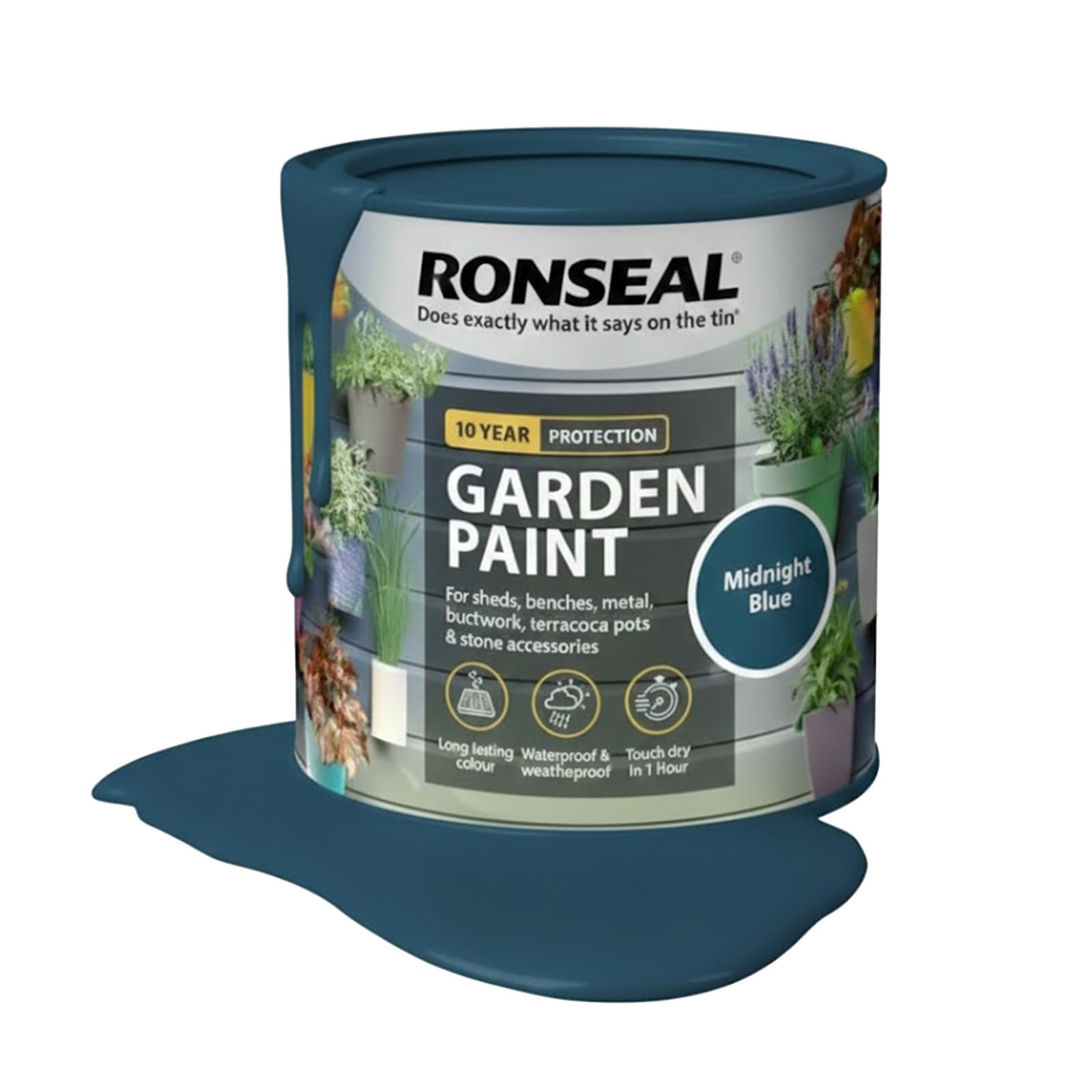 AOC24 2.5L Garden Paint Midnight Blue, Water Based Outdoor Paints, Long Lasting Weather Resistant, Fast Drying Color for Wood, Bricks, Pots, Anti Crack Peeling DIY Paint (Midnight Blue, 2.5 L)